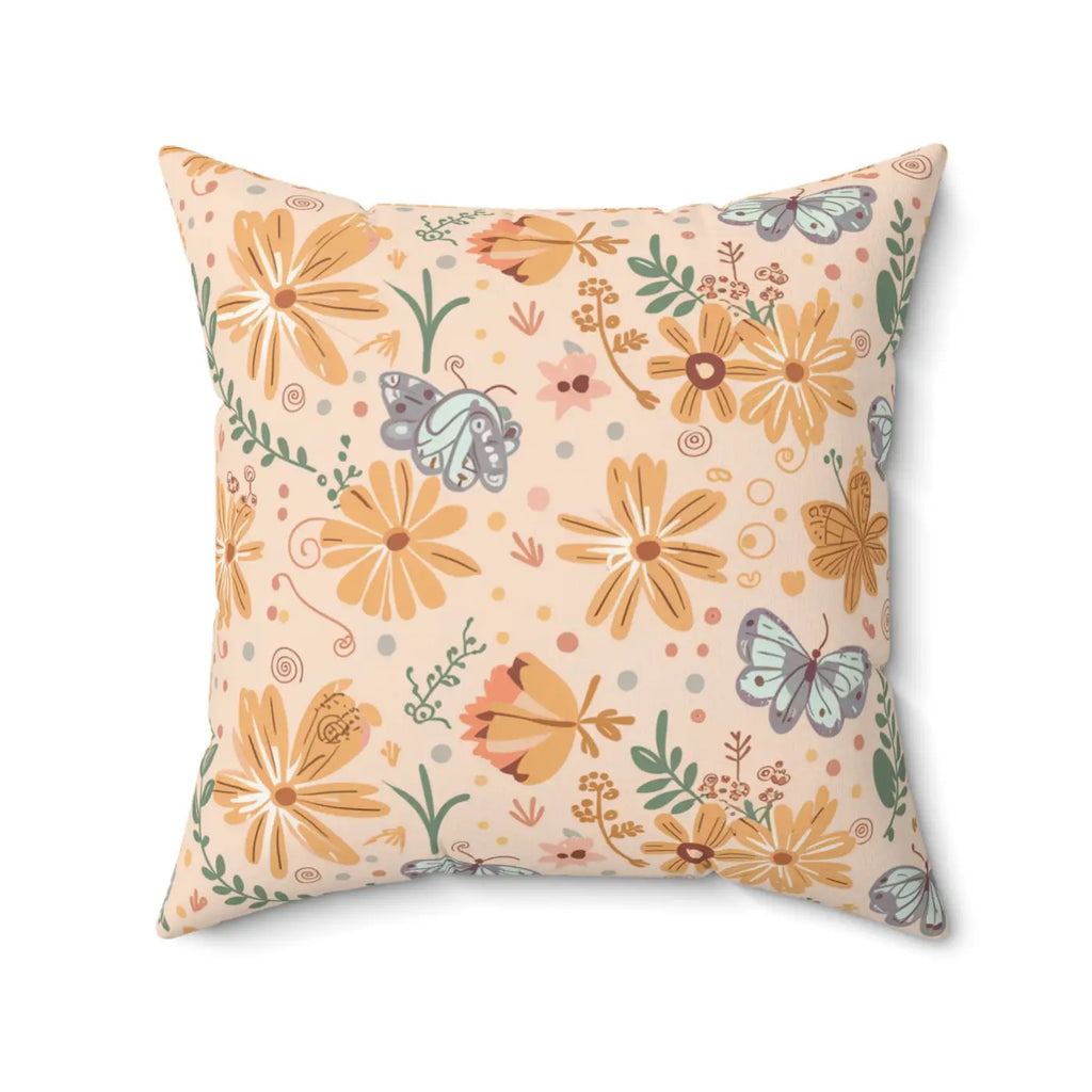 Vibrant Butterfly Polyester Square Pillow - Floral Decor - DipaliZ