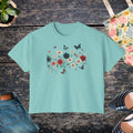 Flowers Boxy Tee - Stylish Slightly Cropped Fit - DipaliZ