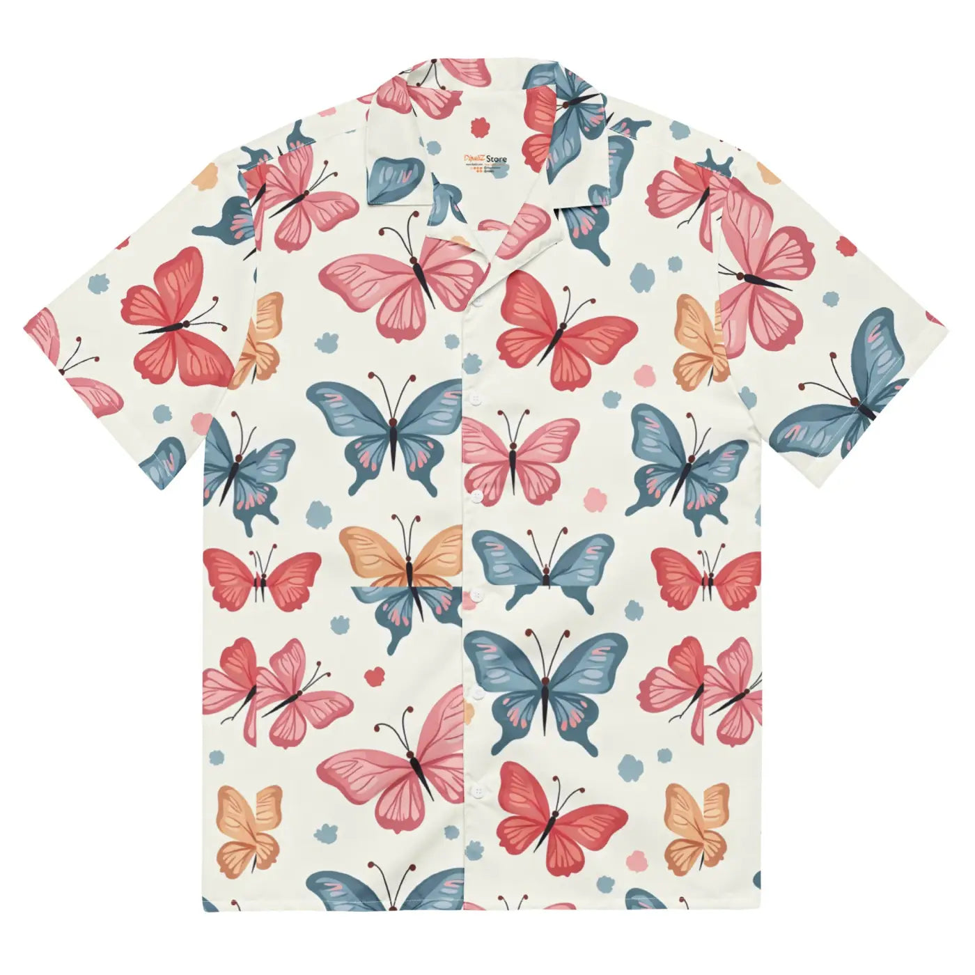 Moisture Wicking Polyester Button Shirt - Eco Butterfly - DipaliZ