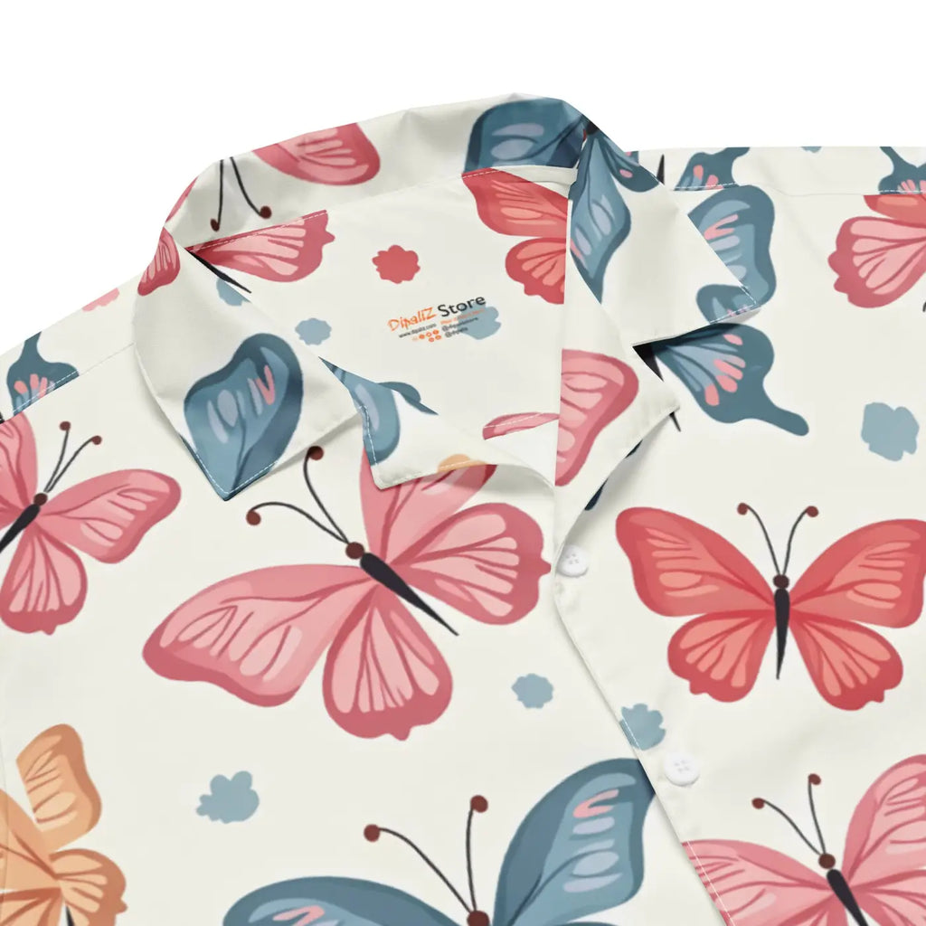 Moisture Wicking Polyester Button Shirt - Eco Butterfly - DipaliZ