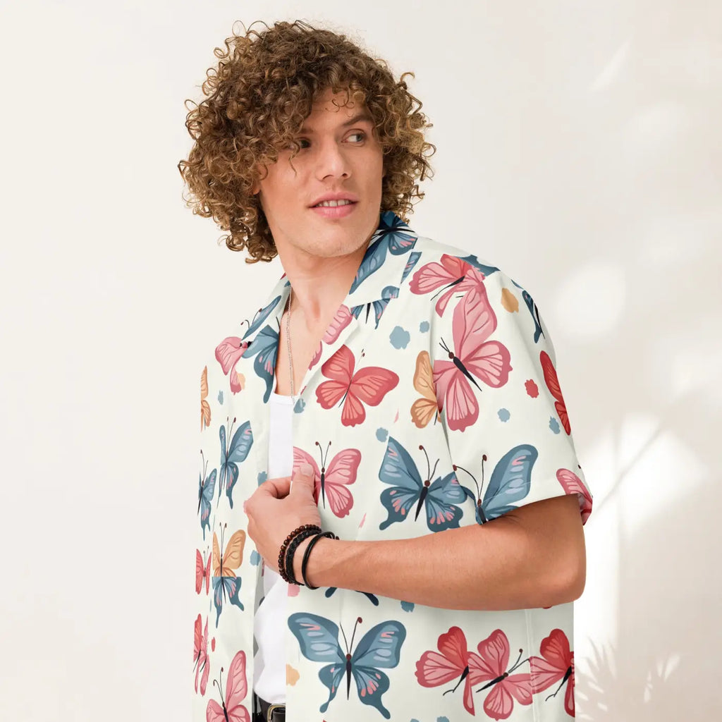 Moisture Wicking Polyester Button Shirt - Eco Butterfly - DipaliZ