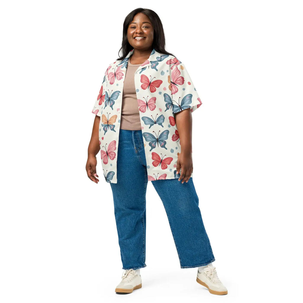 Moisture Wicking Polyester Button Shirt - Eco Butterfly - DipaliZ