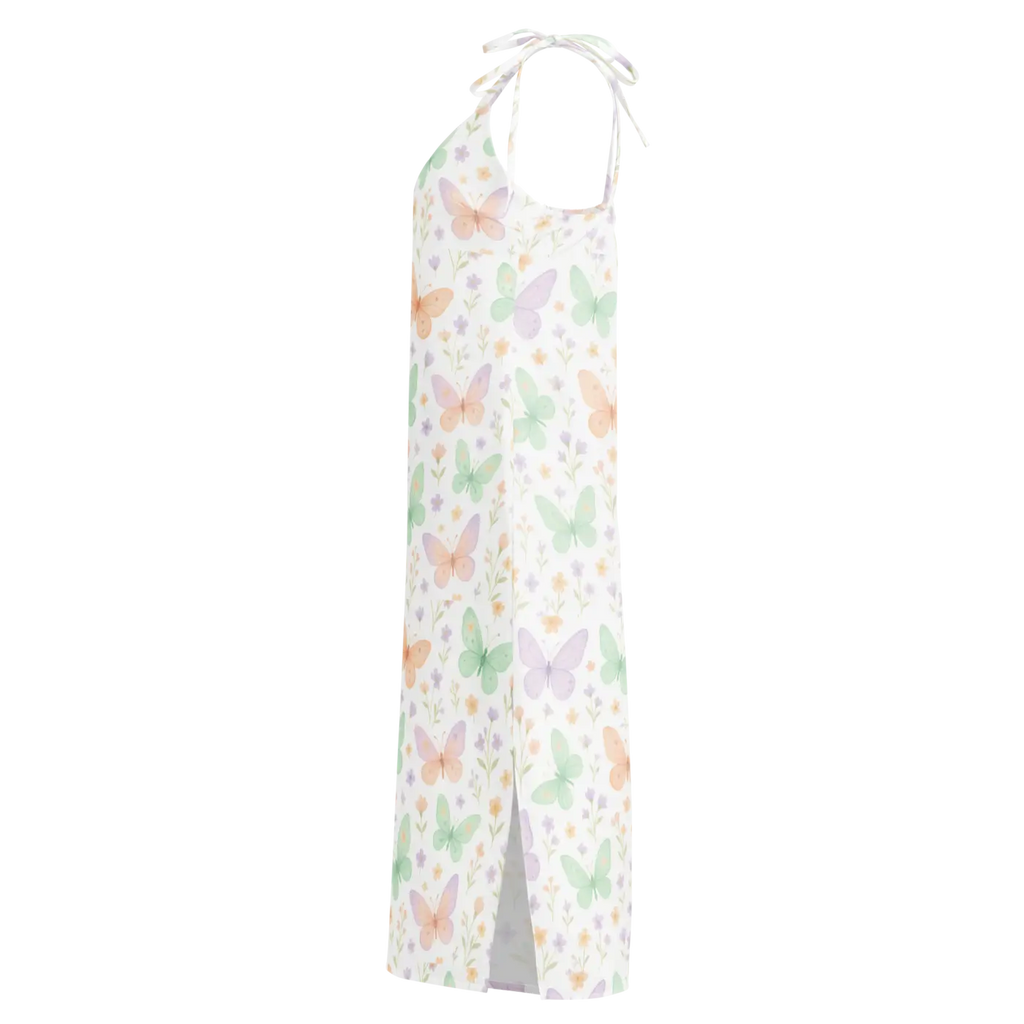 Butterflies Pattern Midi Dress - Built-In Bra Support - DipaliZ