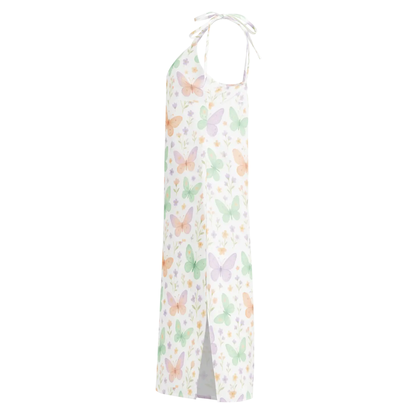 Butterflies Pattern Midi Dress - Built-In Bra Support - DipaliZ