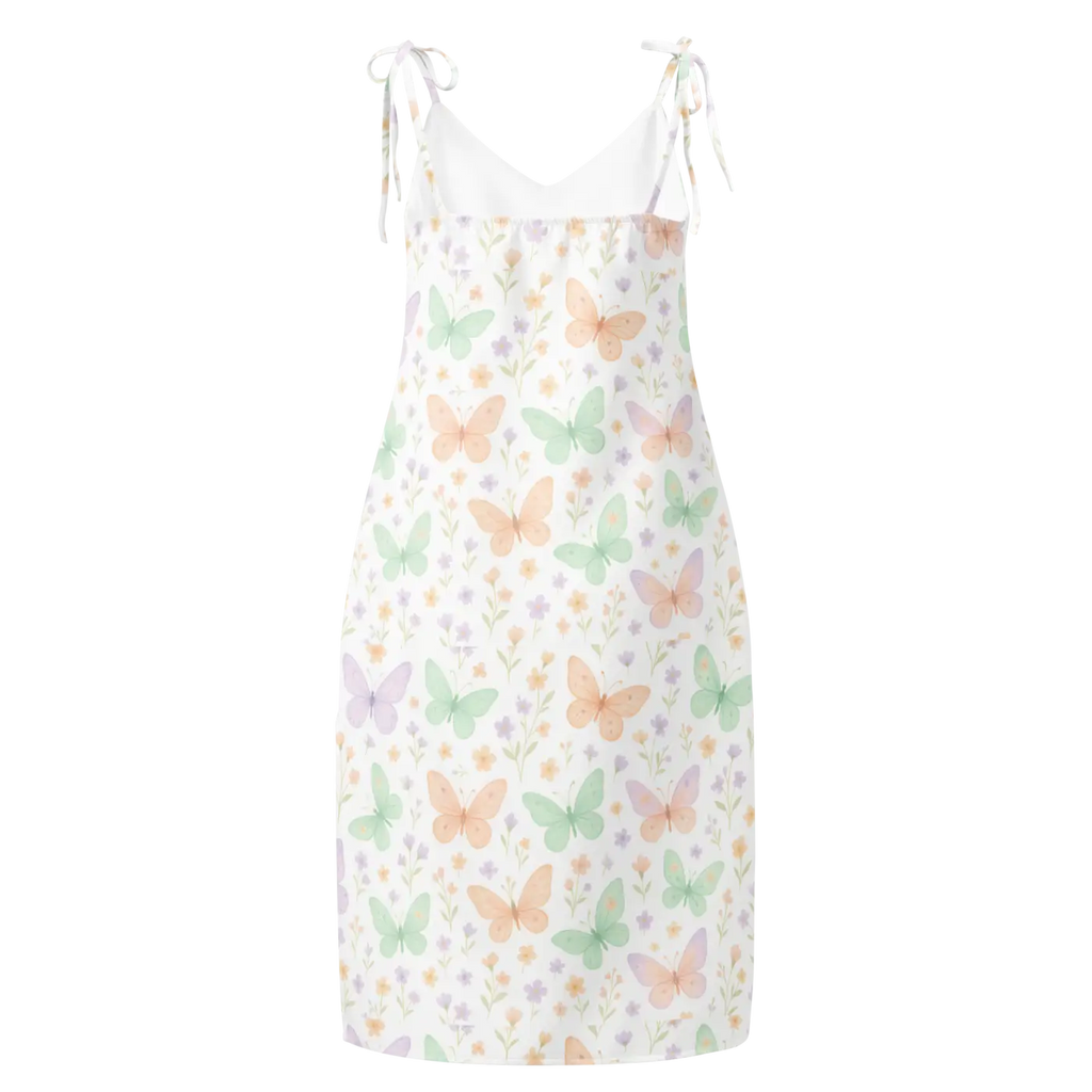 Butterflies Pattern Midi Dress - Built-In Bra Support - DipaliZ