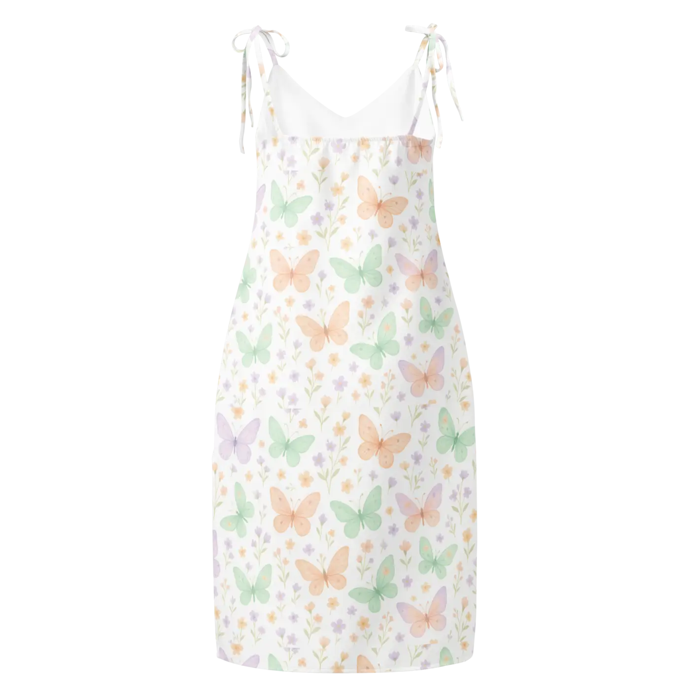 Butterflies Pattern Midi Dress - Built-In Bra Support - DipaliZ
