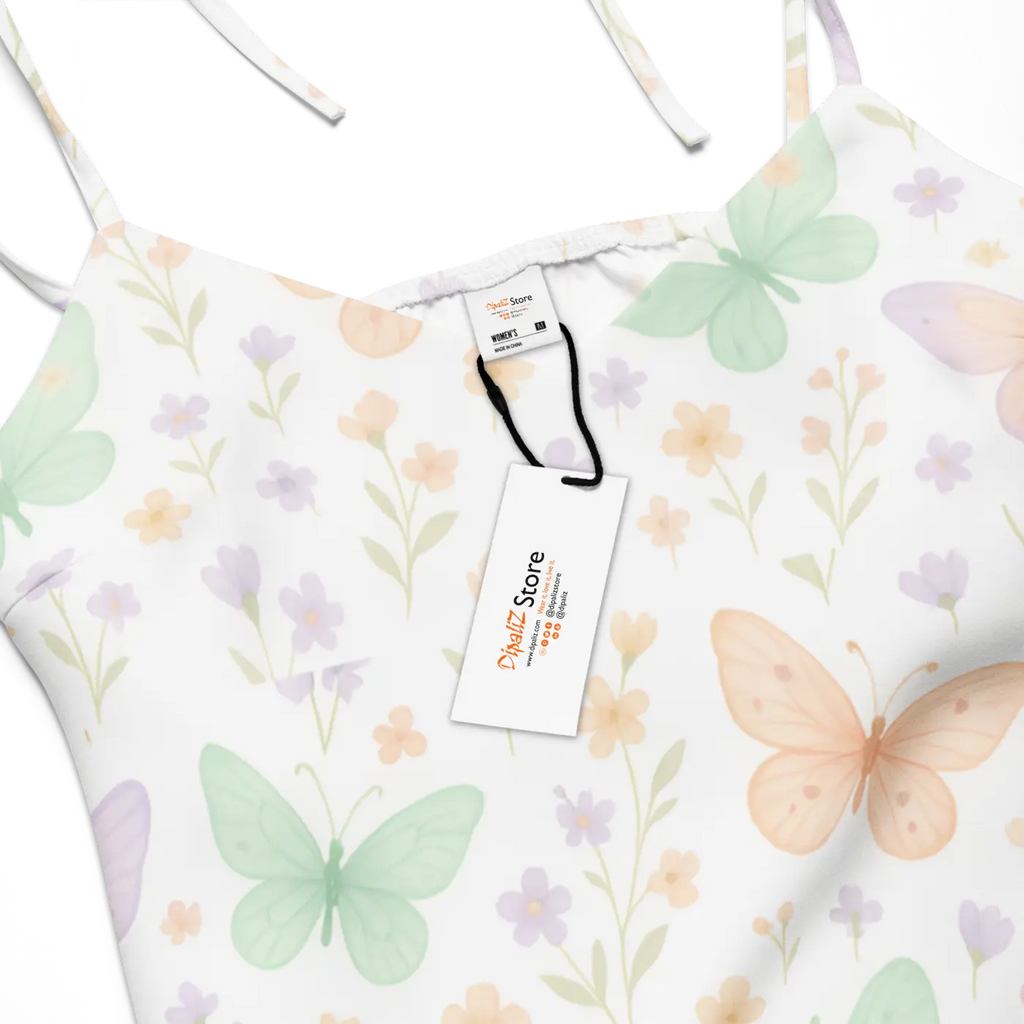 Butterflies Pattern Midi Dress - Built-In Bra Support - DipaliZ