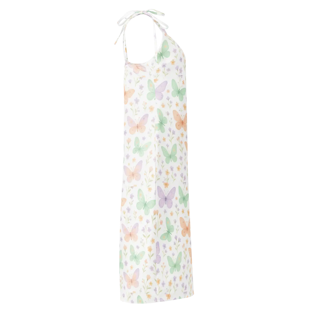 Butterflies Pattern Midi Dress - Built-In Bra Support - DipaliZ