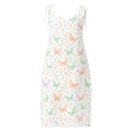 Butterflies Pattern Midi Dress - Built-In Bra Support - DipaliZ