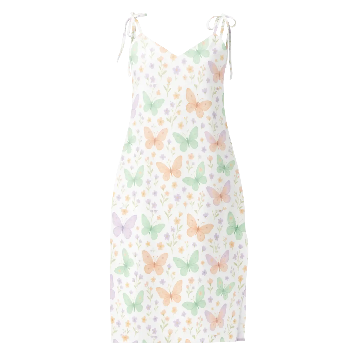 Butterflies Pattern Midi Dress - Built-In Bra Support - DipaliZ