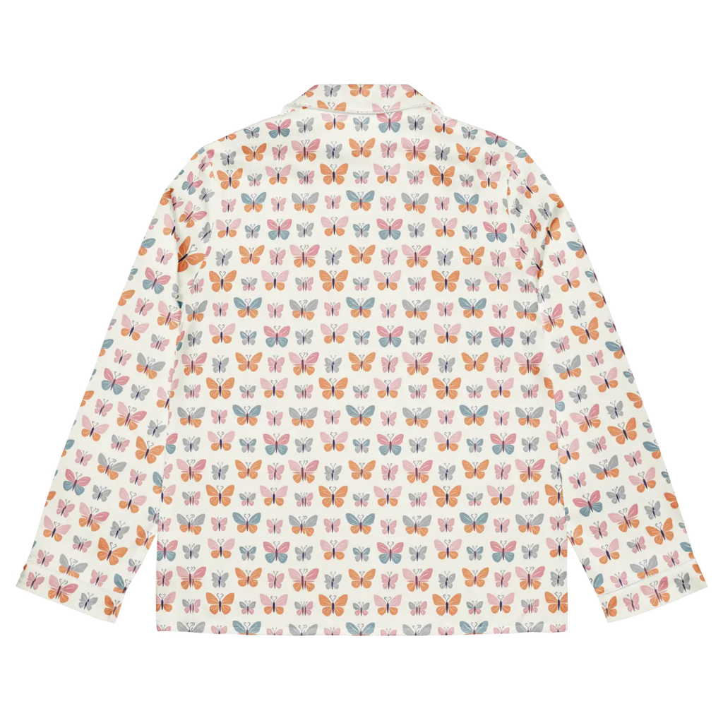 Silky Butterfly Print Long Sleeve Pajama Top - DipaliZ
