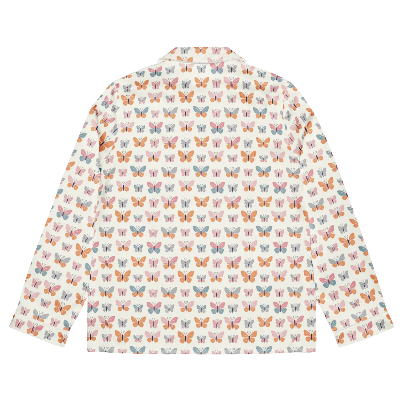 Silky Butterfly Print Long Sleeve Pajama Top - DipaliZ