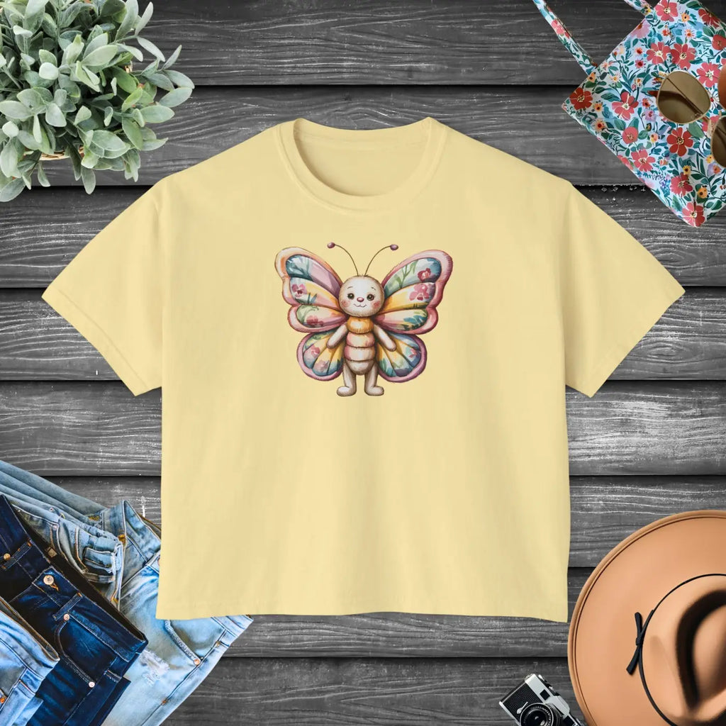 Butterfly Graphic Boxy Tee - Ring-Spun Cotton Comfort - DipaliZ
