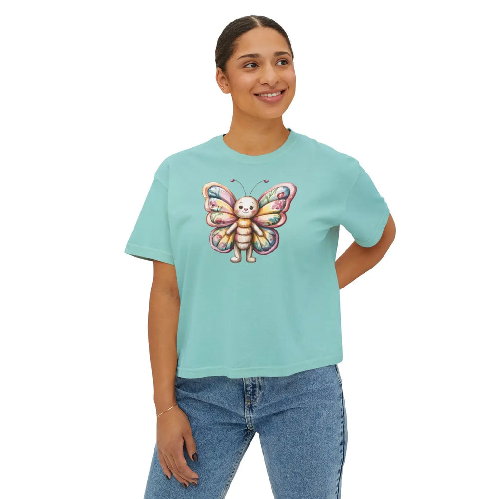 Butterfly Graphic Boxy Tee - Ring-Spun Cotton Comfort - DipaliZ