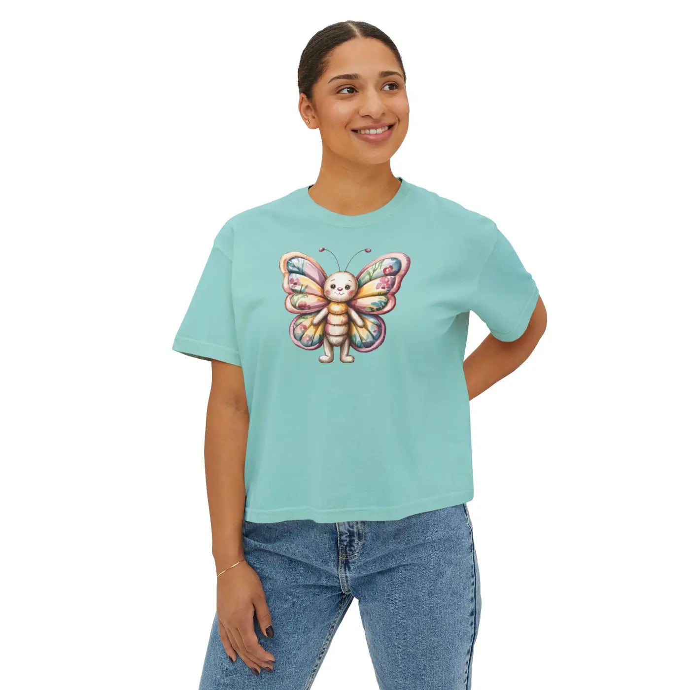 Butterfly Graphic Boxy Tee - Ring-Spun Cotton Comfort - DipaliZ