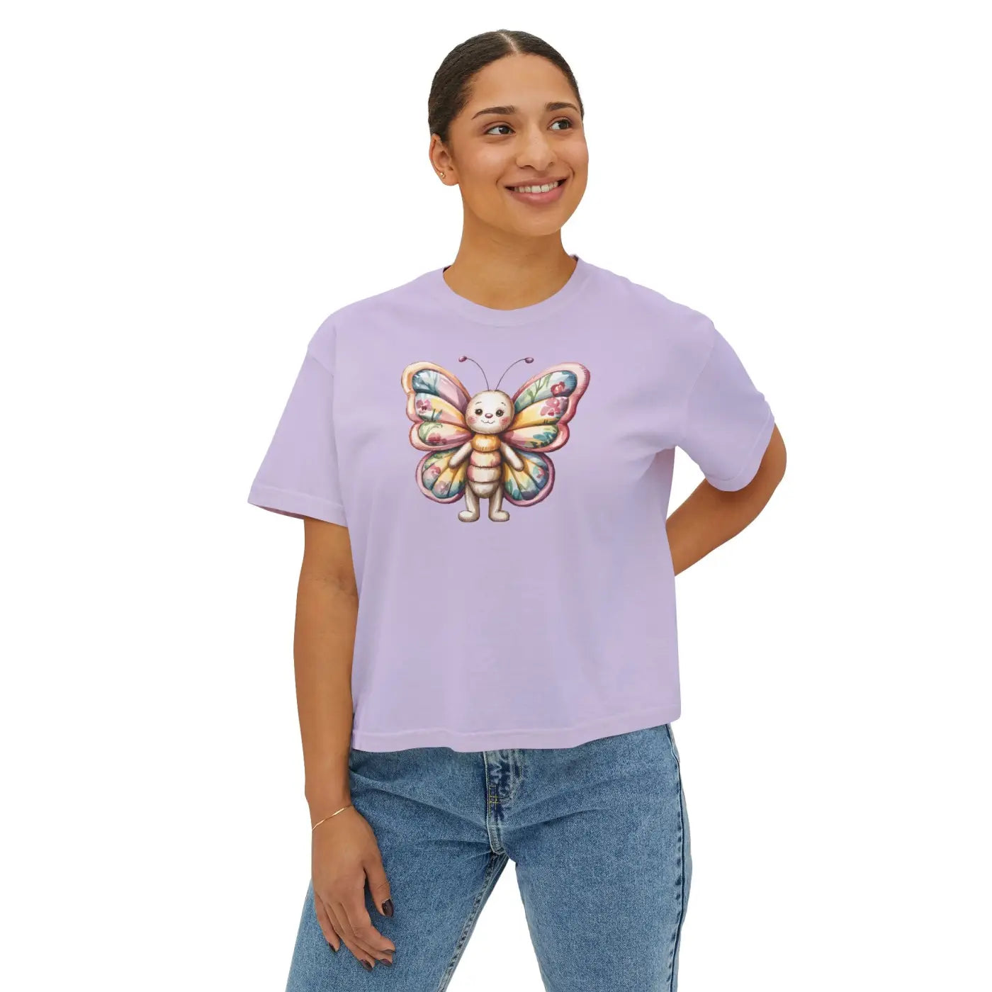Butterfly Graphic Boxy Tee - Ring-Spun Cotton Comfort - DipaliZ