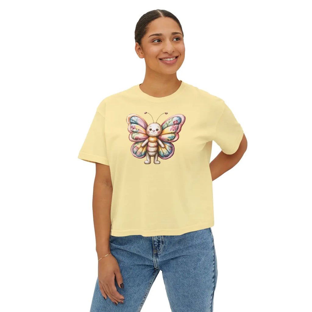 Butterfly Graphic Boxy Tee - Ring-Spun Cotton Comfort - DipaliZ
