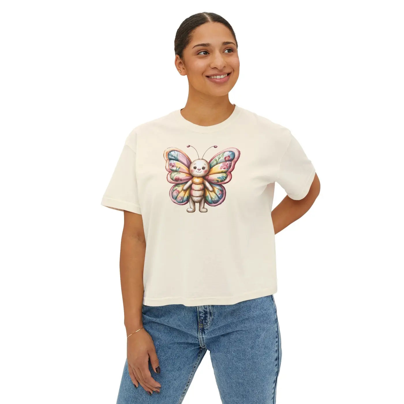 Butterfly Graphic Boxy Tee - Ring-Spun Cotton Comfort - DipaliZ