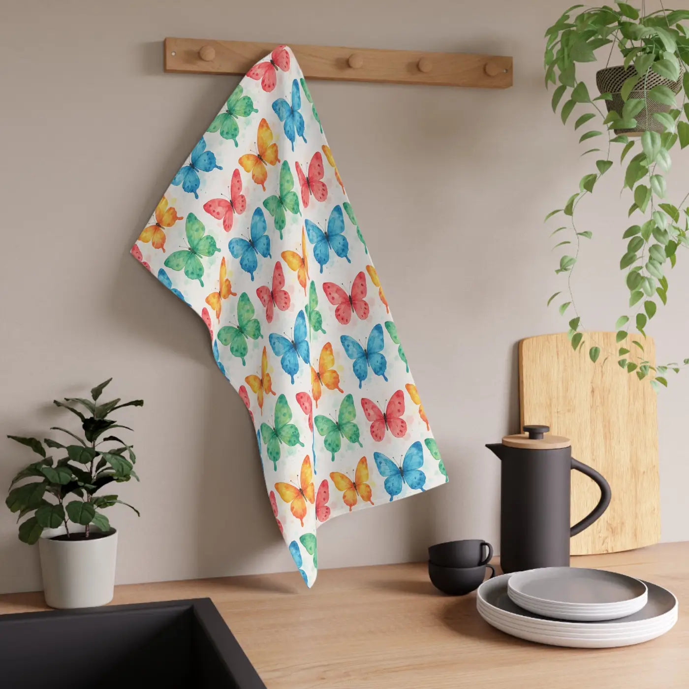 Butterfly Tea Towels - Colorful Kitchen Decor - DipaliZ