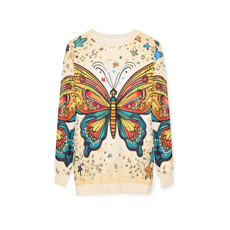 Vibrant Butterfly Unisex Sweatshirt - Custom Cut Crew Neck - DipaliZ