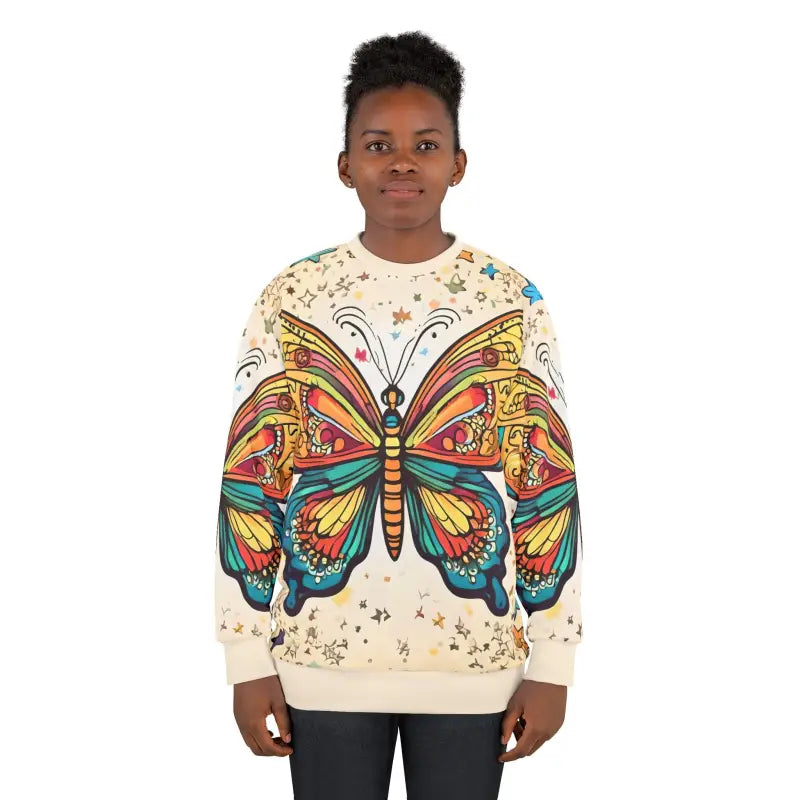 Vibrant Butterfly Unisex Sweatshirt - Custom Cut Crew Neck - DipaliZ
