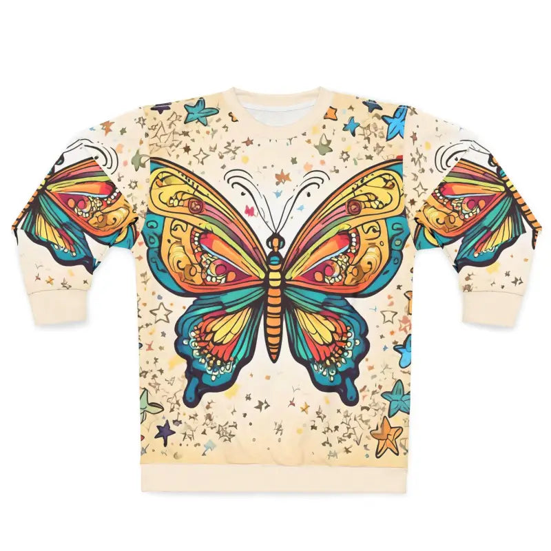 Vibrant Butterfly Unisex Sweatshirt - Custom Cut Crew Neck - DipaliZ