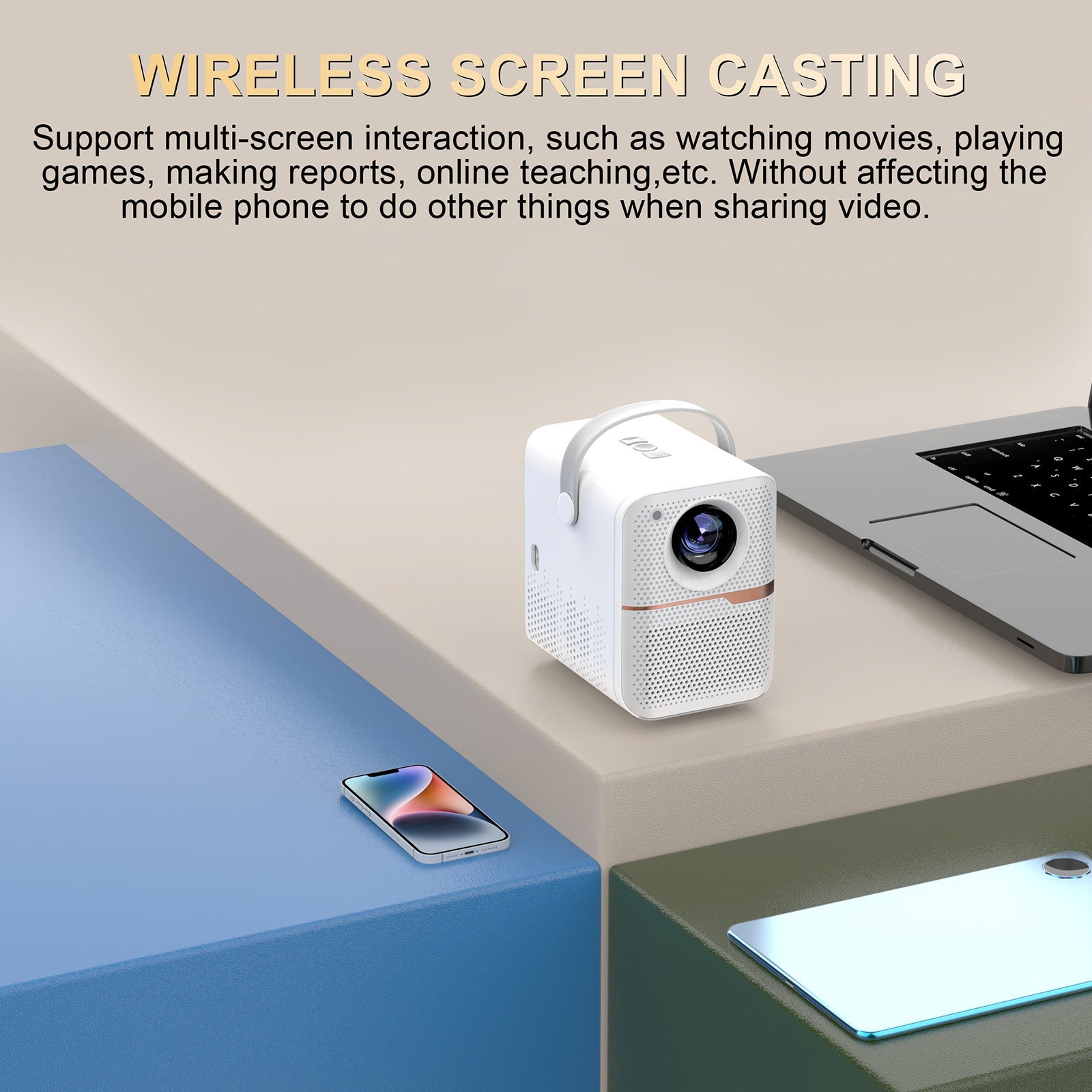 P10 2023 New Super Clear Cross-border Household Mini Portable LCD Projector Android Projector Outdoor