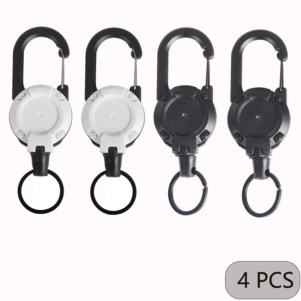 1/2/4pcs Retractable Keychain Badge Reels Heavy Duty Clip With Carabine