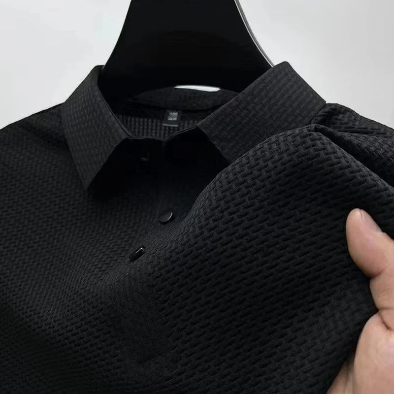 New Men’s Business Casual Bone Flower Polo – Effortless Style, All-Day Comfort