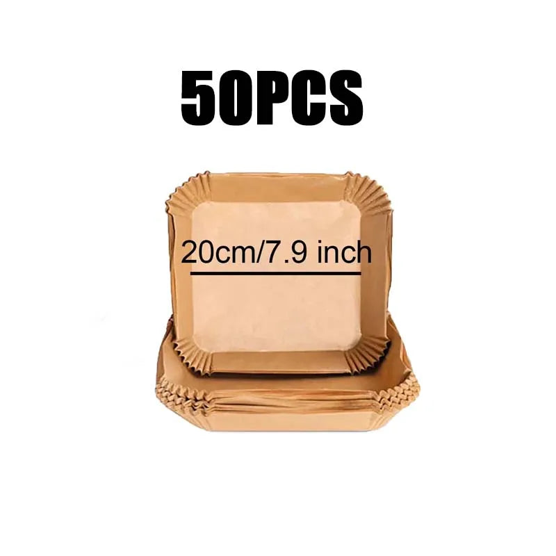 23CM Air Fryer Disposable Baking Paper Liner Non-Stick Mat Steamer Square Round Parchment for Microwave Oven Kitchen Cookers