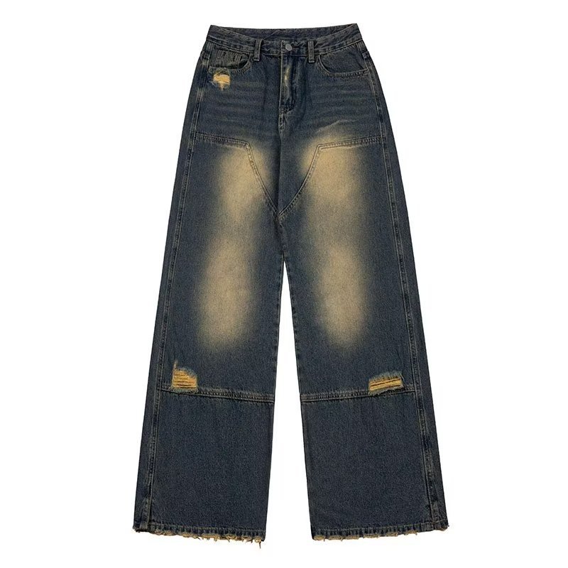 Dark Summer High Waist Washed All-match Wide Leg Pants