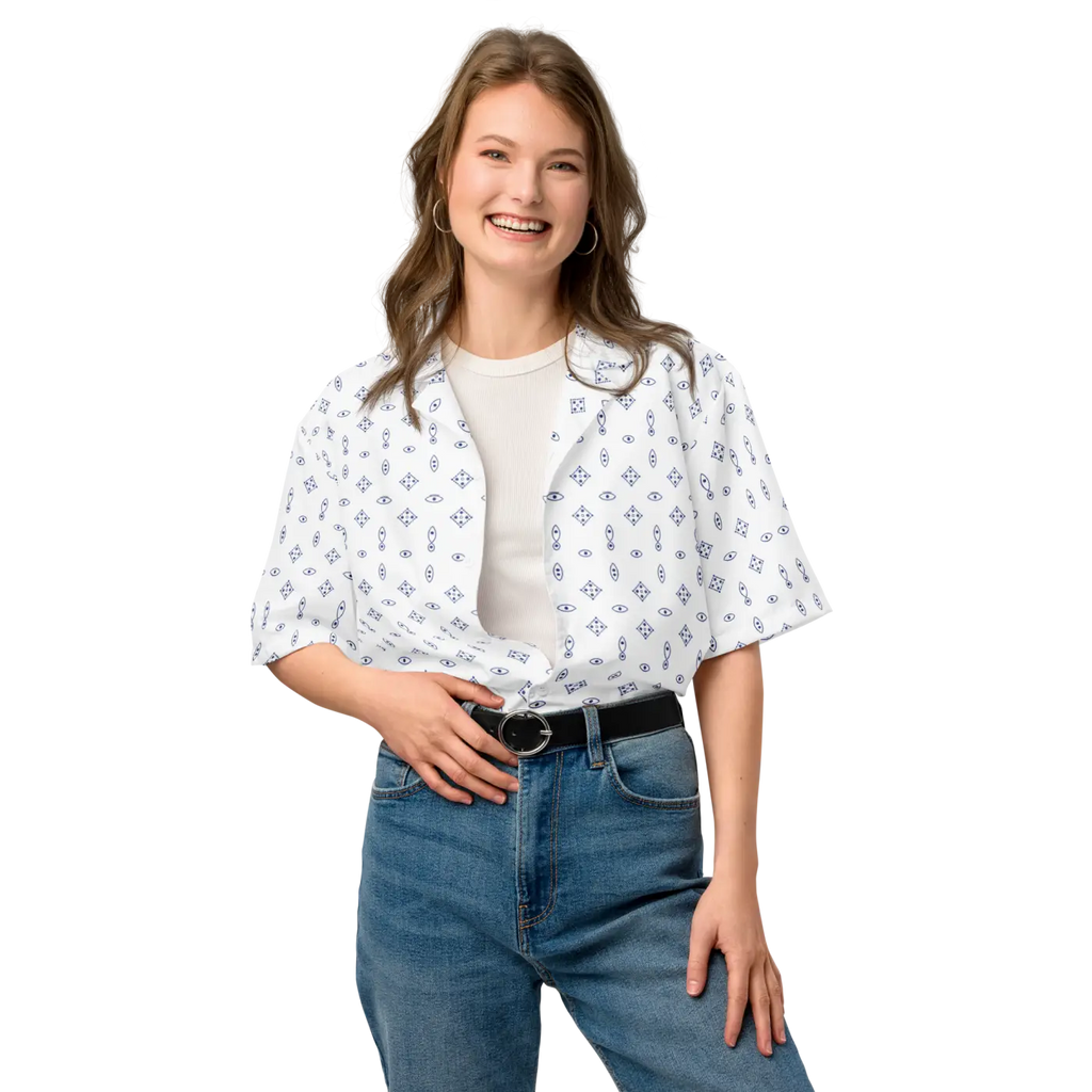 Capri Blue Foulard Unisex Button Shirt - Summer Vibes - DipaliZ