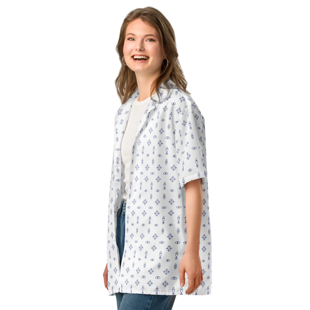 Capri Blue Foulard Unisex Button Shirt - Summer Vibes - DipaliZ