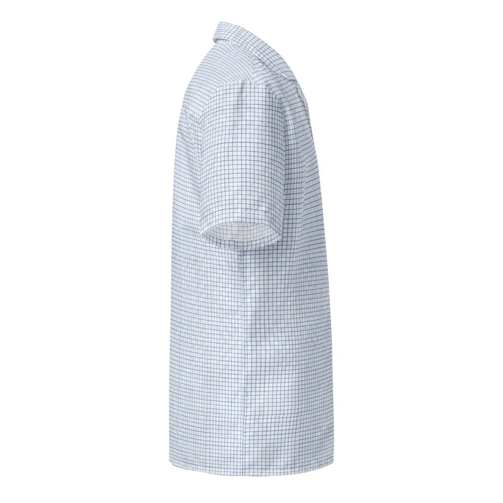 Capri Blue Graph Check Shirt - Lightweight Summer Style - DipaliZ