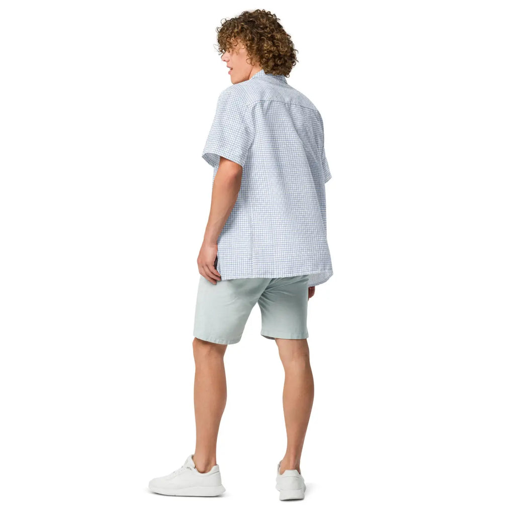 Capri Blue Graph Check Shirt - Lightweight Summer Style - DipaliZ