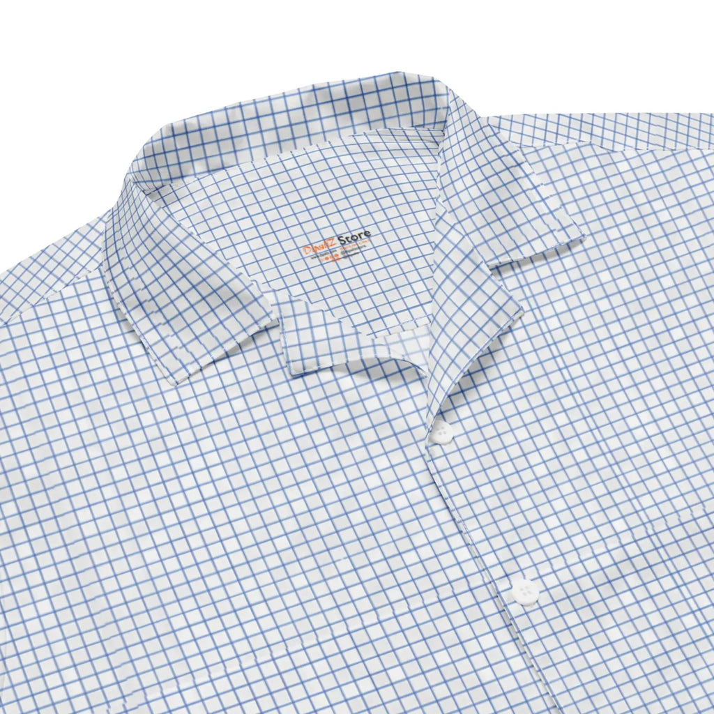 Capri Blue Graph Check Shirt - Lightweight Summer Style - DipaliZ