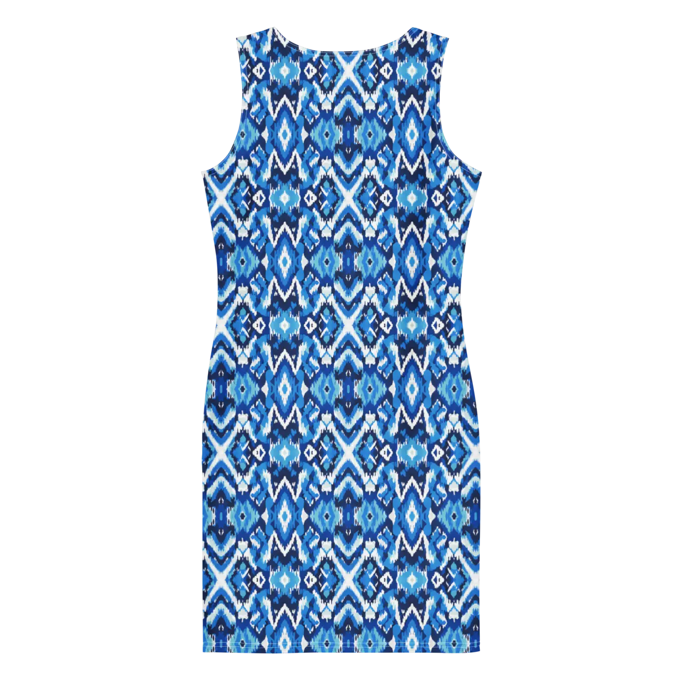 Capri Blue Ikat Bodycon Dress - Recycled Polyester - DipaliZ