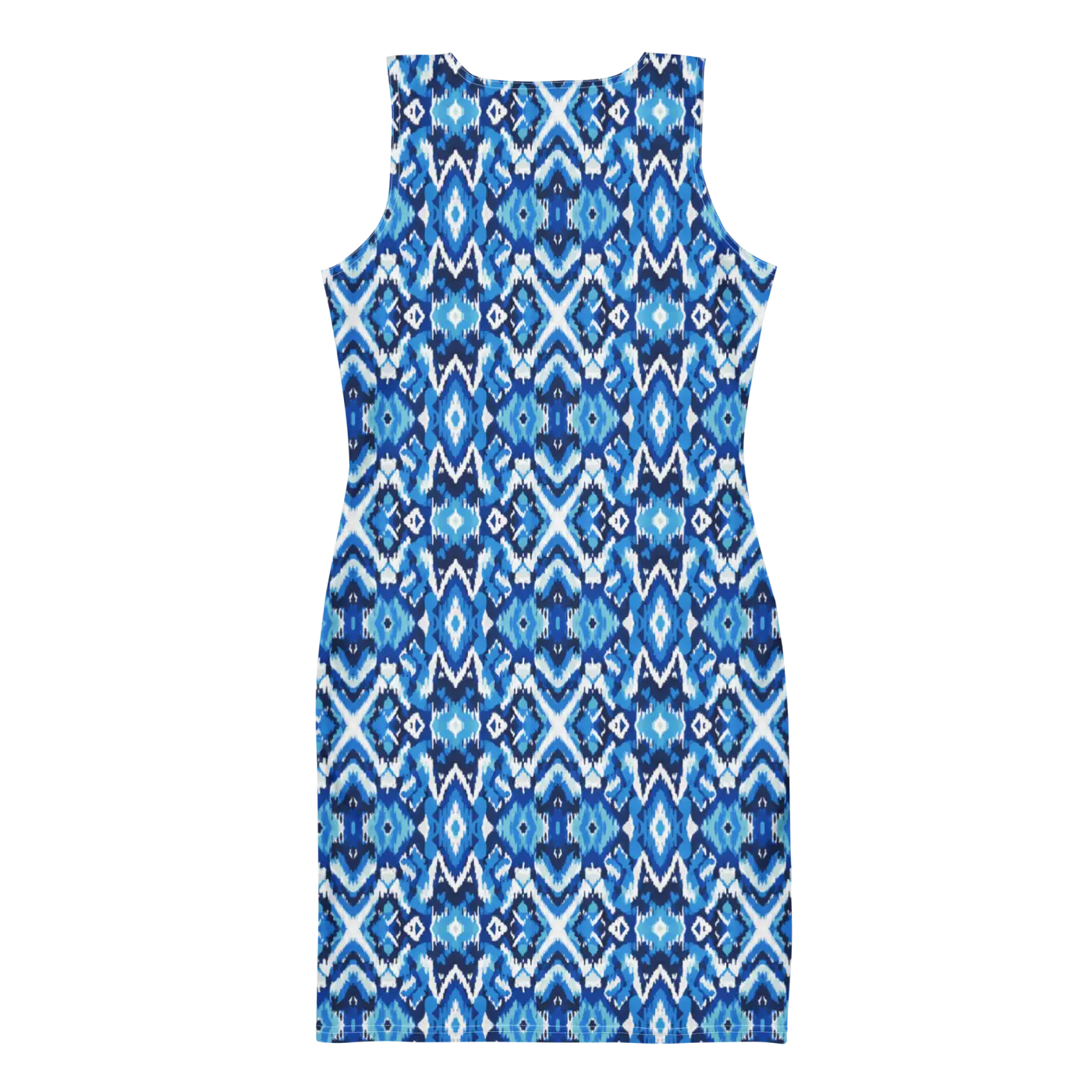 Capri Blue Ikat Bodycon Dress - Recycled Polyester - DipaliZ