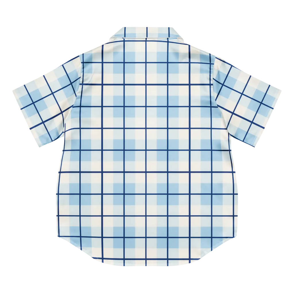 Capri Blue Madras Short Sleeve Pajama Top - Relaxed Fit - DipaliZ