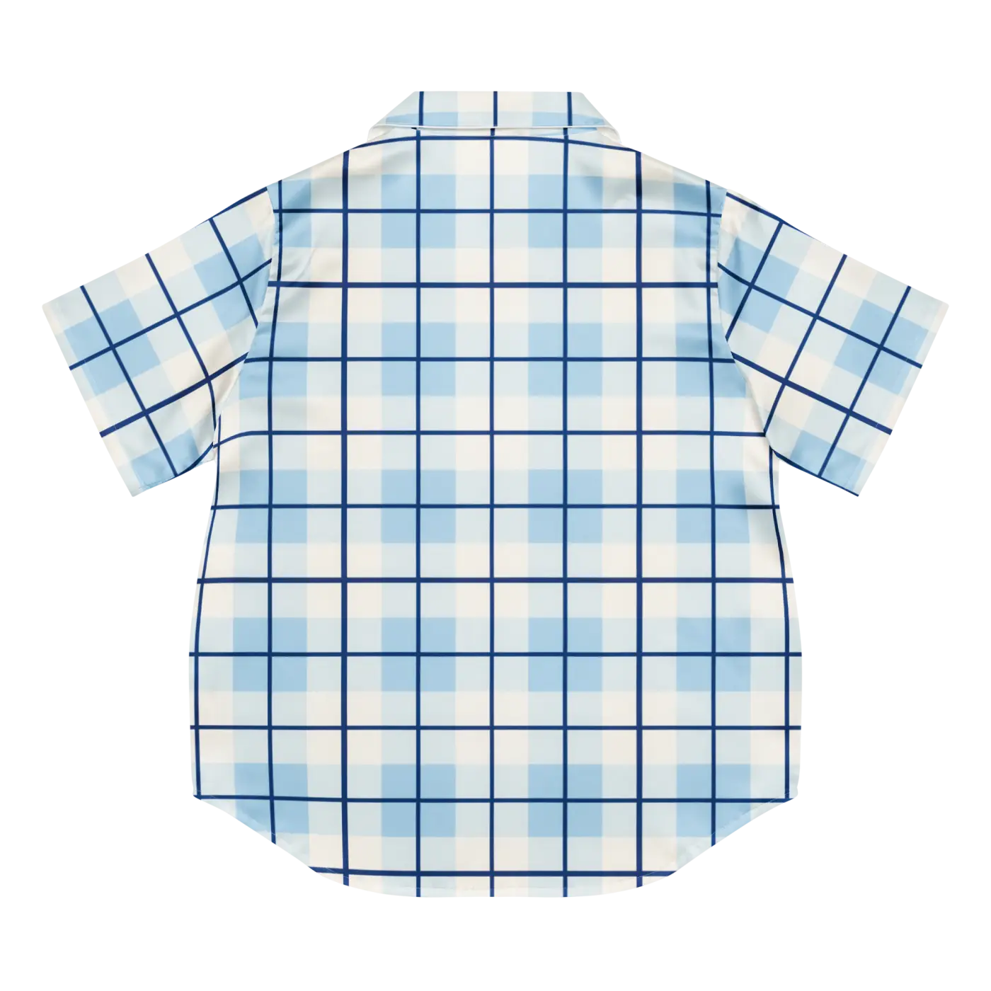 Capri Blue Madras Short Sleeve Pajama Top - Relaxed Fit - DipaliZ