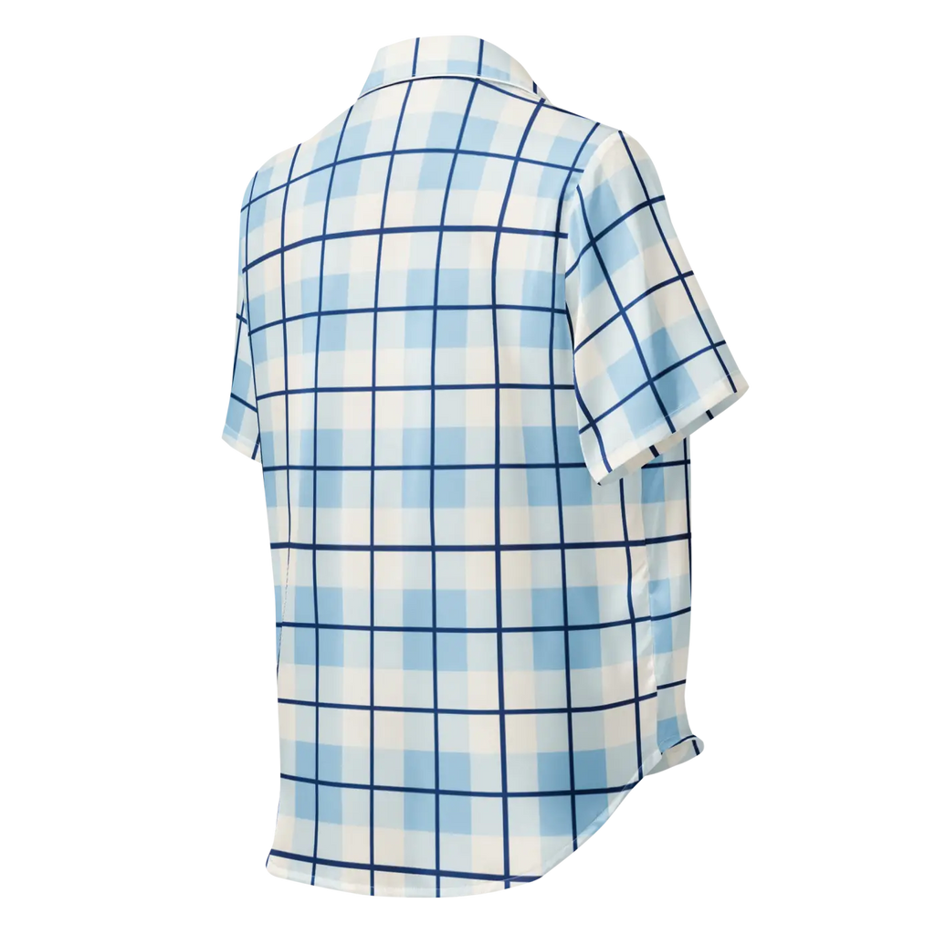 Capri Blue Madras Short Sleeve Pajama Top - Relaxed Fit - DipaliZ