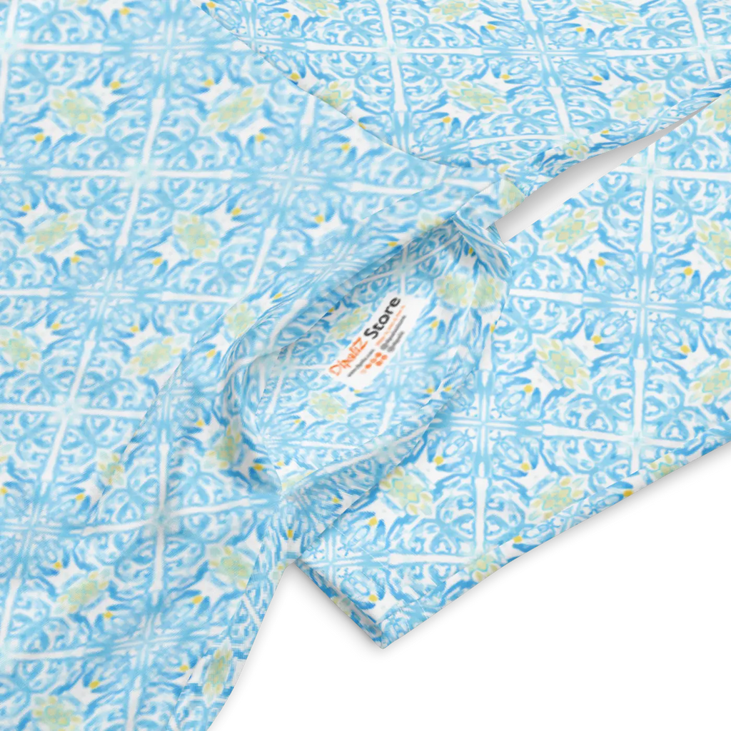 Capri Blue Medallion Print Midi Dress - Long Sleeve - DipaliZ