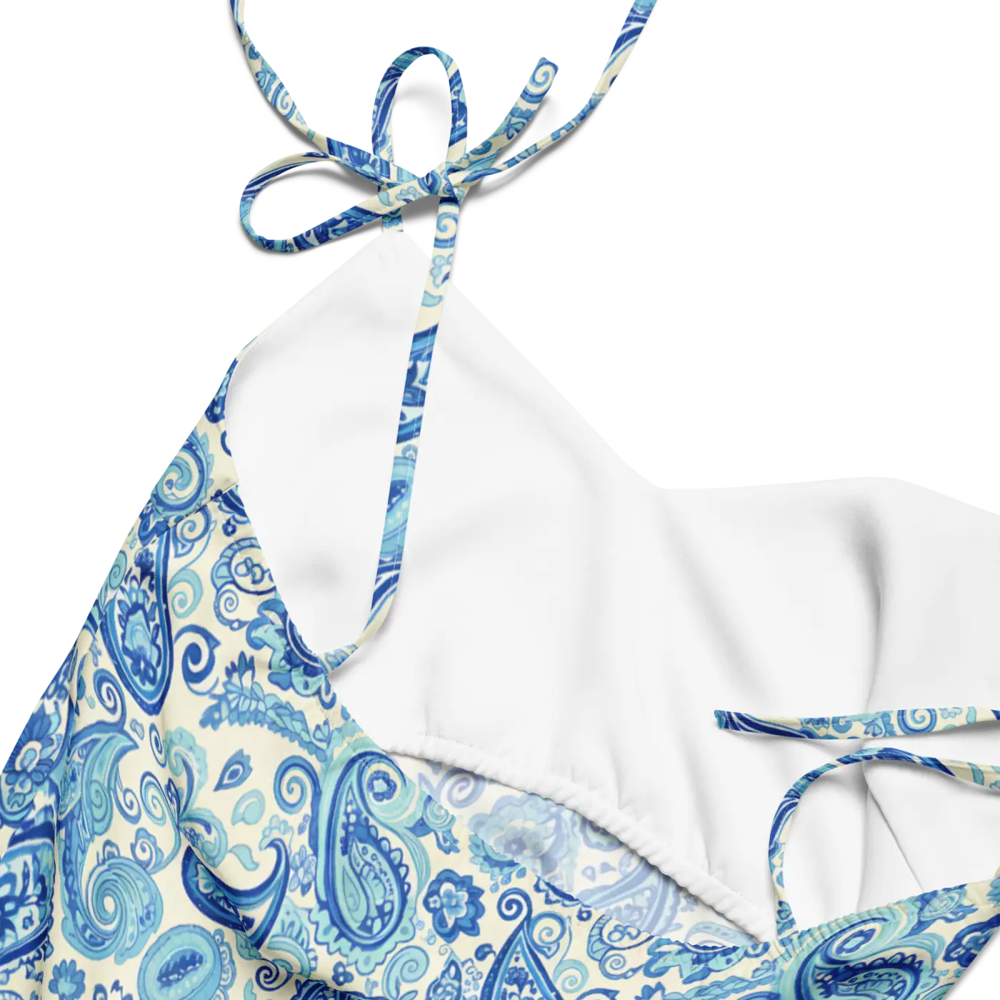 Capri Blue Paisley Midi Dress - Flirty Tie Straps - DipaliZ