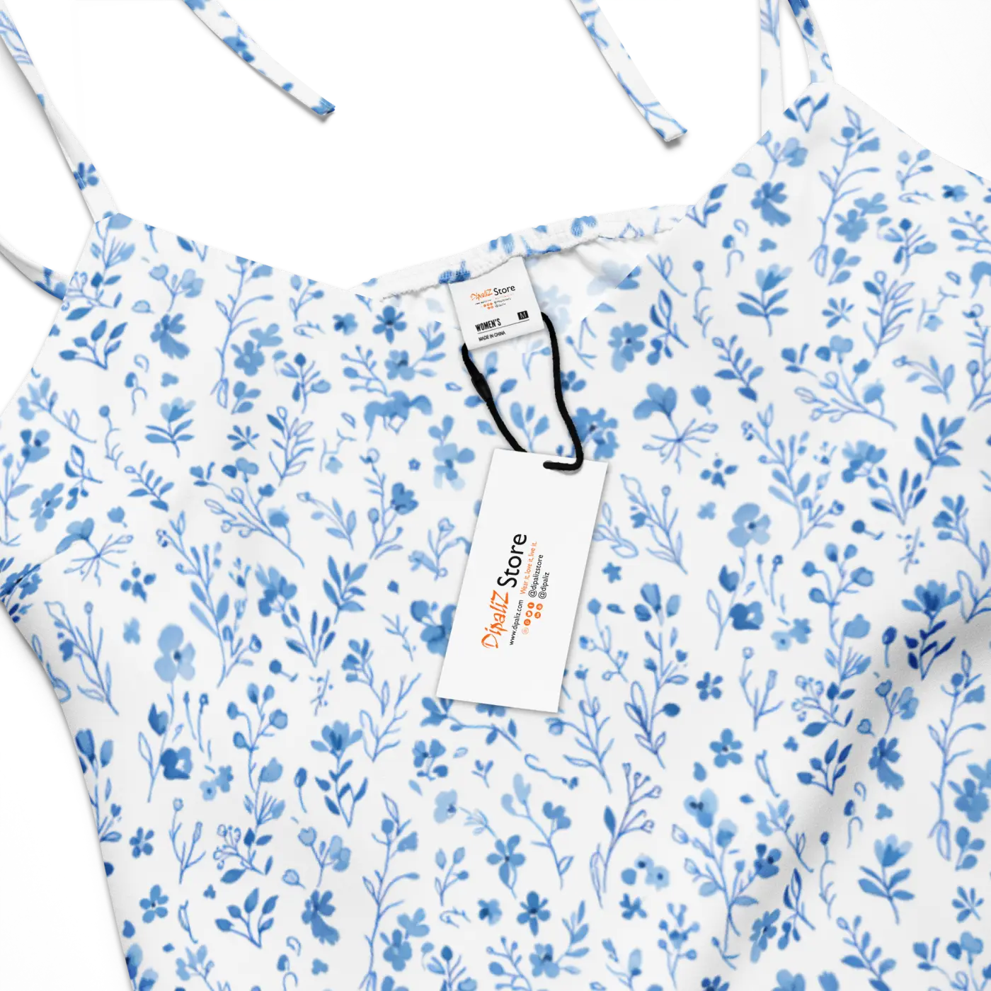 Floral Midi Dress - Capri Blue Breezy Tie-Strap - DipaliZ