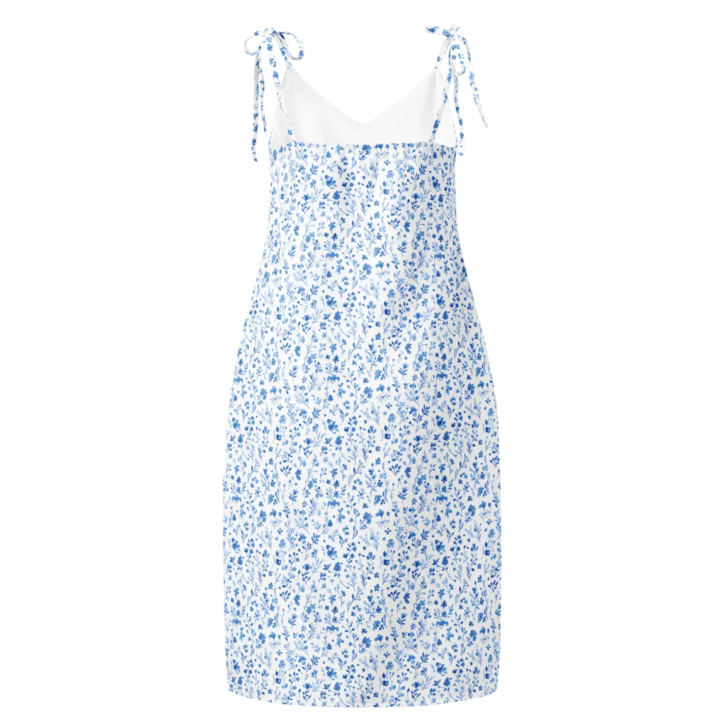 Floral Midi Dress - Capri Blue Breezy Tie-Strap - DipaliZ