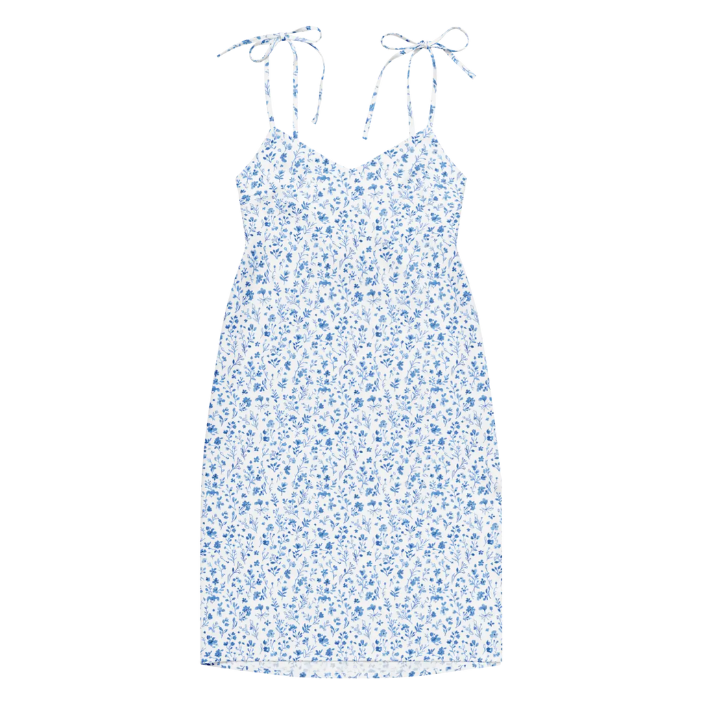 Floral Midi Dress - Capri Blue Breezy Tie-Strap - DipaliZ