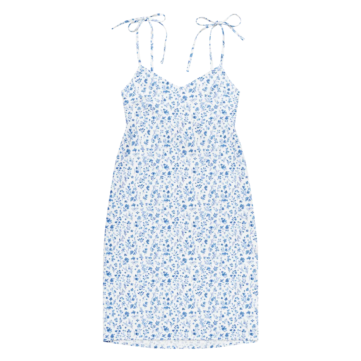 Floral Midi Dress - Capri Blue Breezy Tie-Strap - DipaliZ