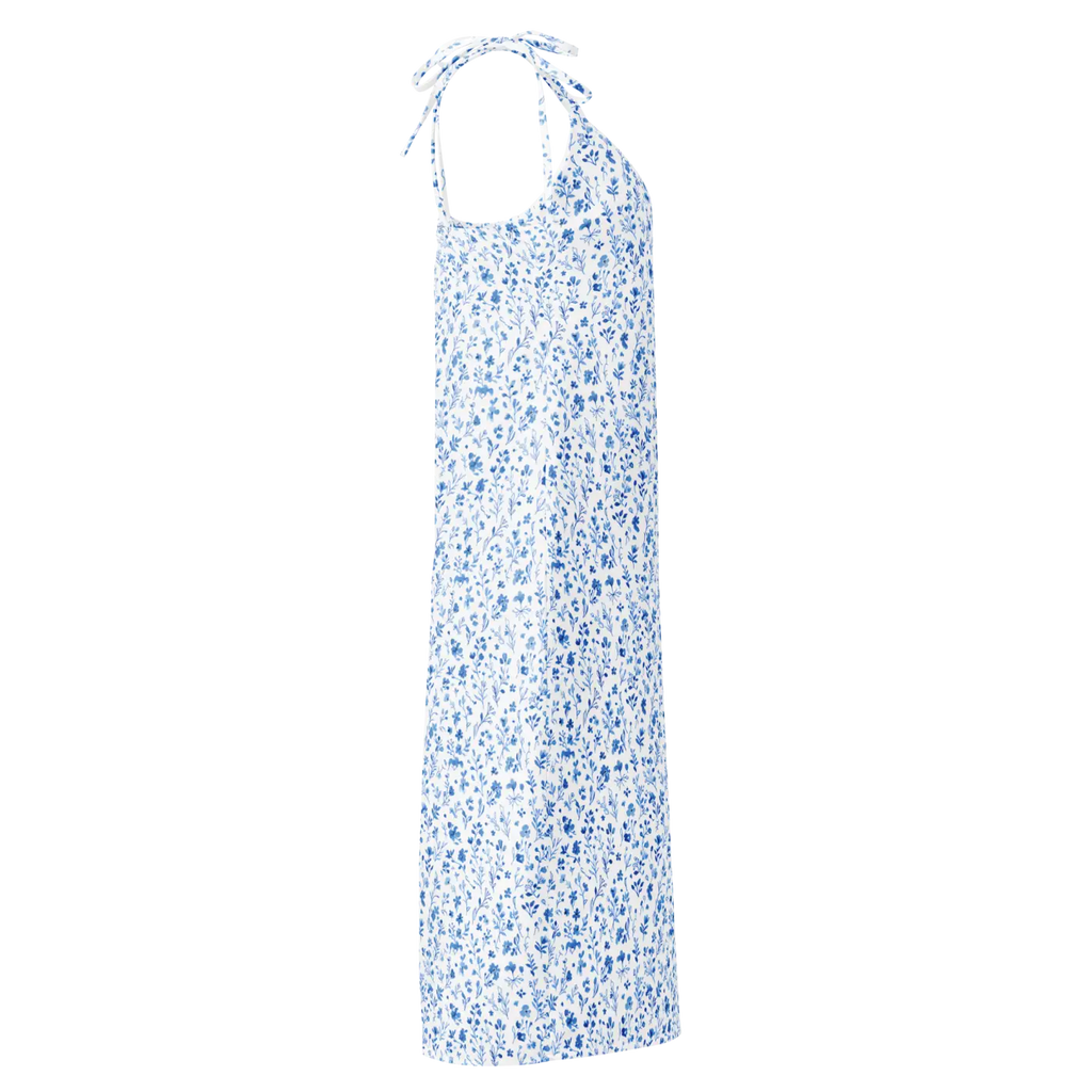 Floral Midi Dress - Capri Blue Breezy Tie-Strap - DipaliZ