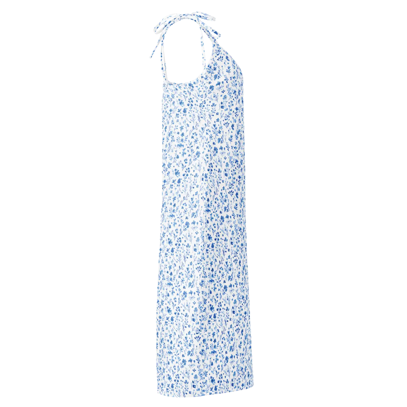 Floral Midi Dress - Capri Blue Breezy Tie-Strap - DipaliZ