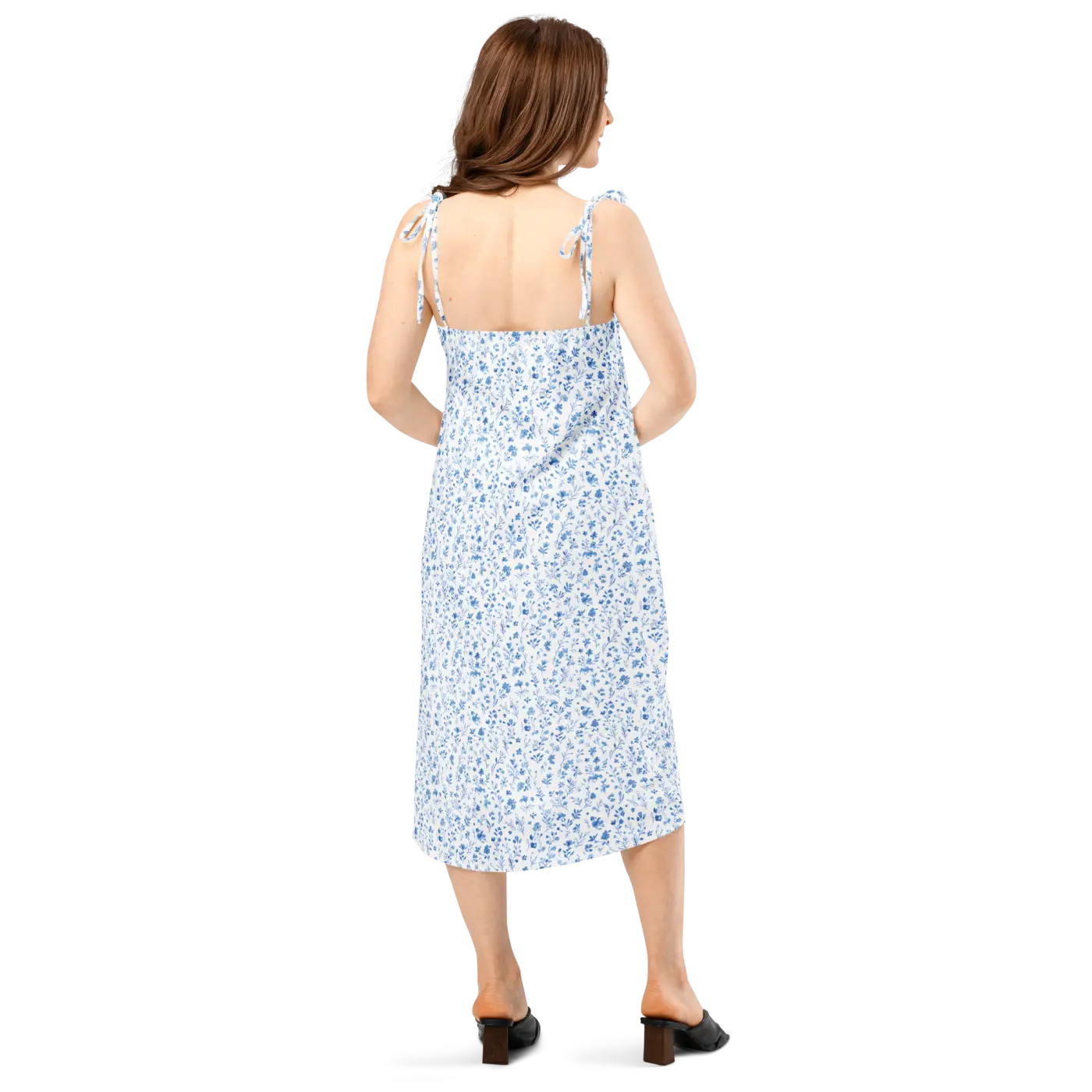 Floral Midi Dress - Capri Blue Breezy Tie-Strap - DipaliZ
